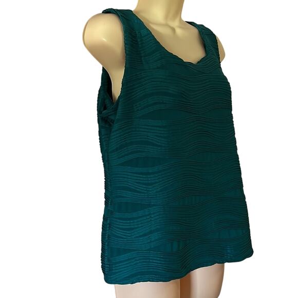 Cocomo Size L Teal Textured Knit Top Sleeveless - Picture 2 of 7